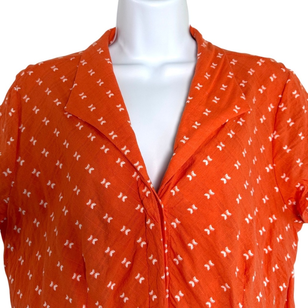 Coldwater Creek Embroidered Top Sz L Orange Cotton Lightweight Boho Cottage - Picture 3 of 8